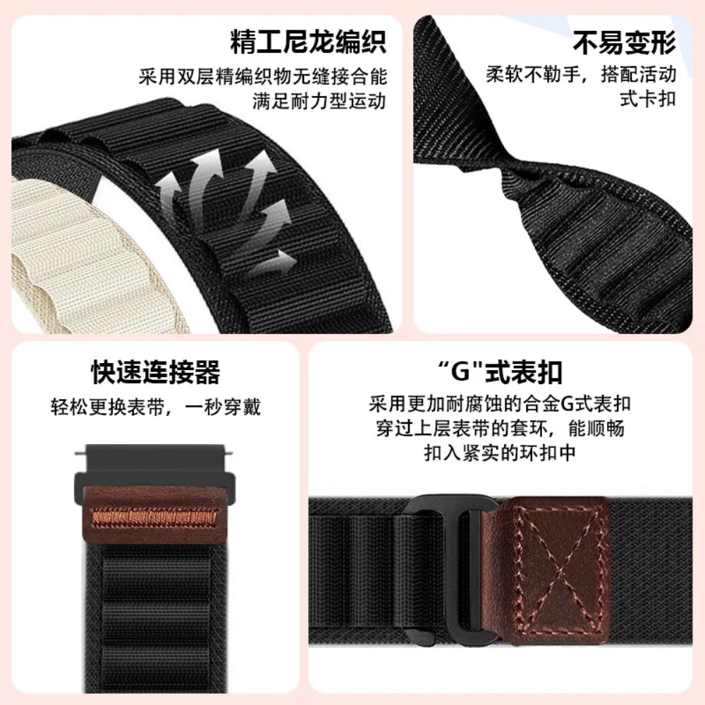 18/20/22mm Nylon+Leather Strap - Runners Gear ulasan dan harga