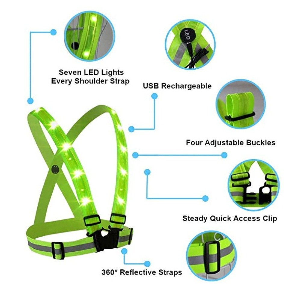 New Polyester LED Safety Vest  - Running Gear Reflective ulasan dan harga