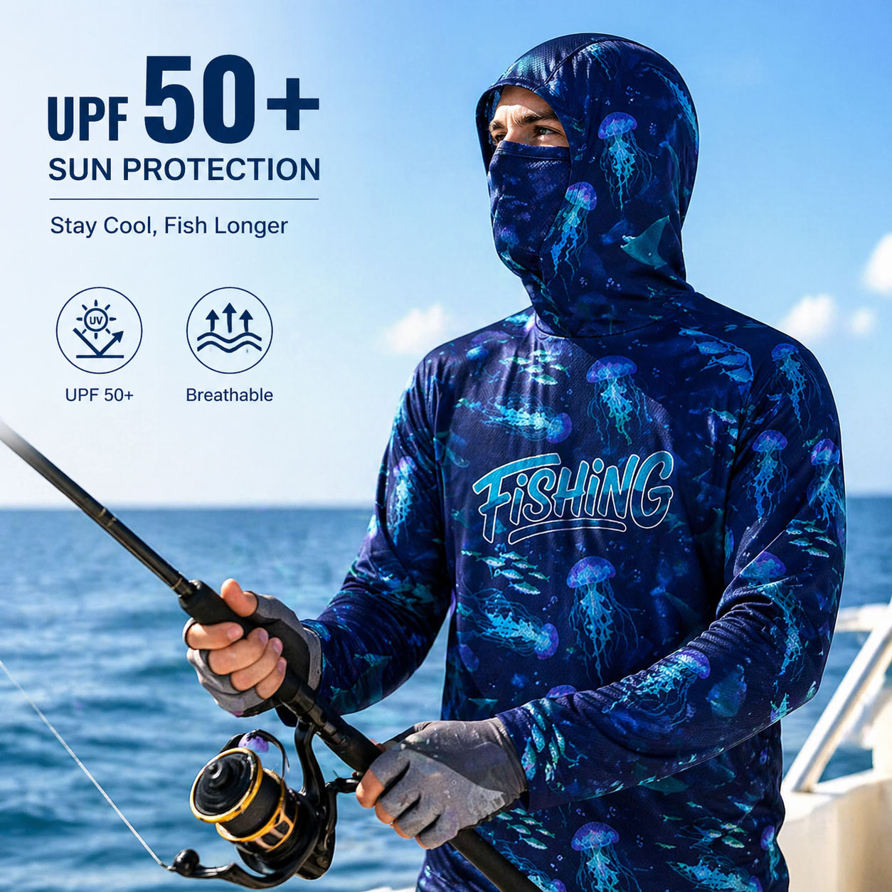 Fishing Hood Riding Tops Wear  - Running Gear Outdoor ulasan dan harga