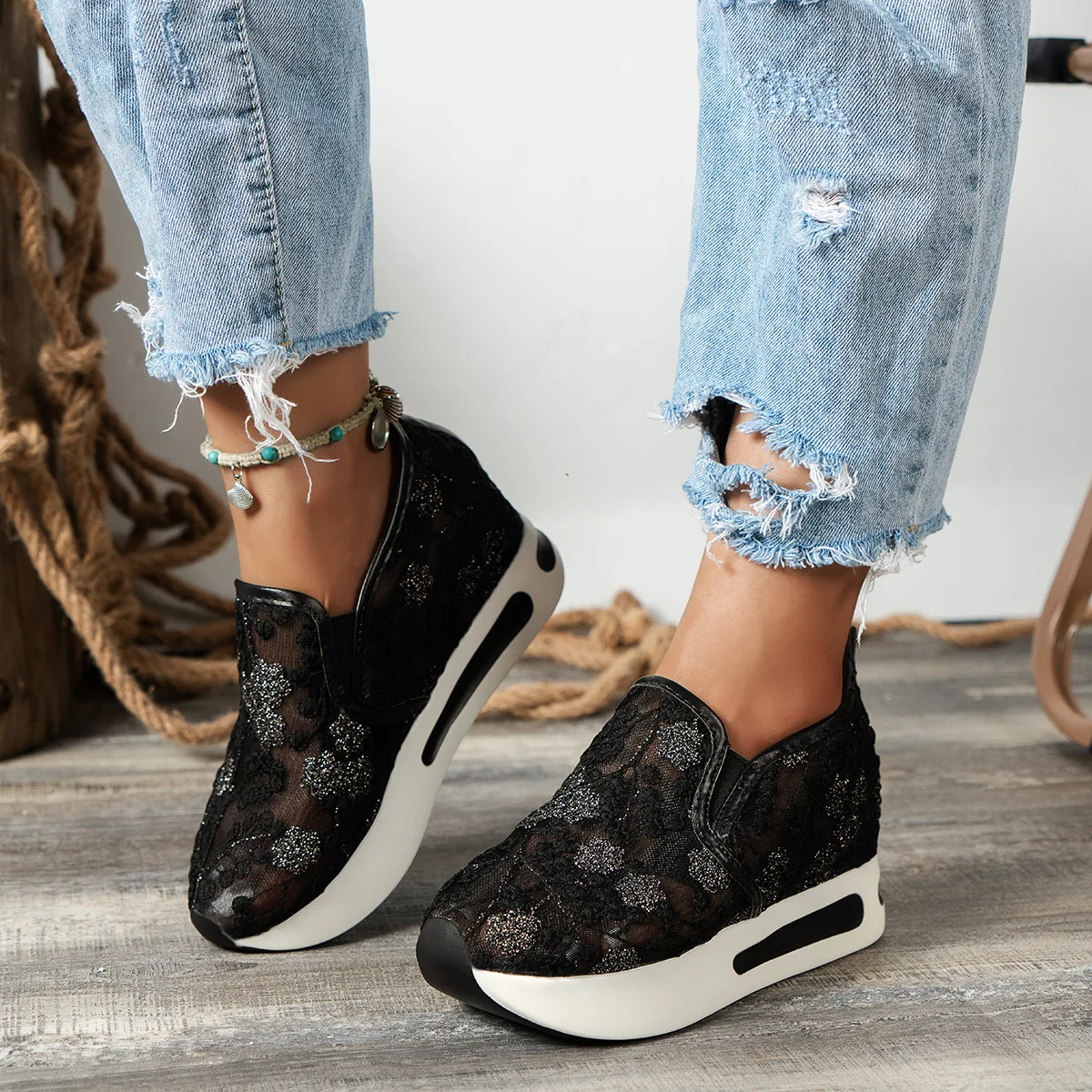 Lace Flats Platform Women Spor - Running Gear For Women ulasan dan harga